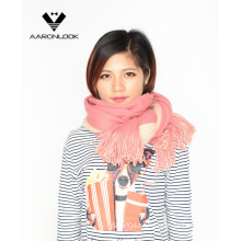 Lady′s Soft Acrylic Double Side Stretch Knit Scarf